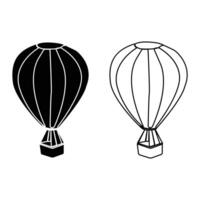 illustratie van heet lucht ballon. heet lucht ballon contouren zwart icoon vector