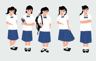 meisje karakter voor Thais leerling uniform vector