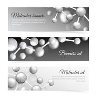 Zwart en wit molecuul banners instellen vector