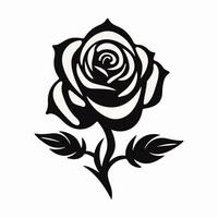 zwart en wit grafisch van een roos silhouet icoon Aan een solide achtergrond vector