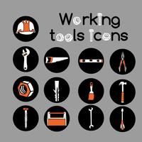 Timmerman werkende hulpmiddelen Icons Set vector