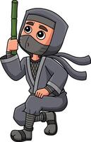 Ninja schuilplaats onder water tekenfilm gekleurde clip art vector