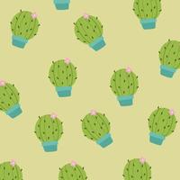 schattige cactus en naadloos bloemenpatroon vector