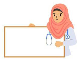 moslim vrouw dokter vervelend hijab vector