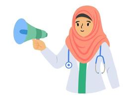 moslim vrouw dokter vervelend hijab vector