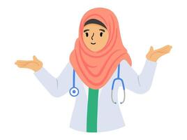 dokter moslim vrouw vervelend hijab vector