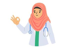 dokter moslim vrouw vervelend hijab vector