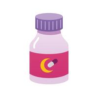 fles van slapen pillen. slaapzaal tabletten. pillen voor beter slapen. tekenfilm illustratie, vlak ontwerp. tekenfilm illustratie, vlak ontwerp. vector