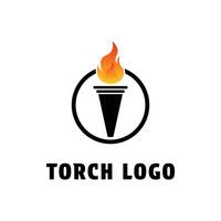 zaklamp brand vlam fakkel logo ontwerp met cirkel concept idee vector