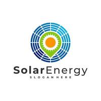 punt zonne-logo vector sjabloon, creatieve zonnepaneel energie logo ontwerpconcepten