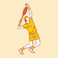 gemakkelijk tekenfilm illustratie van een tennis speler 5 vector
