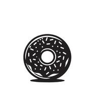 donut silhouet logo type. donut illustratie, donut zwart icoon vector