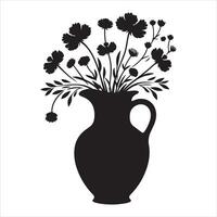 silhouet van bloem vaas voorraad , zwart kleur silhouet vector