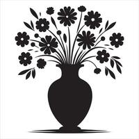 silhouet van bloem vaas voorraad , zwart kleur silhouet vector