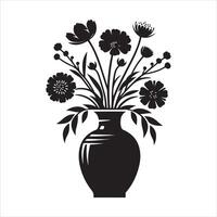 silhouet van bloem vaas voorraad , zwart kleur silhouet vector