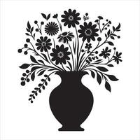 silhouet van bloem vaas voorraad , zwart kleur silhouet vector