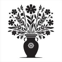 silhouet van bloem vaas voorraad , zwart kleur silhouet vector