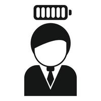 silhouet van een zakenman met een accu icoon Aan top symboliseert energie niveau of motivatie vector
