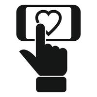 grafisch van een hand- cursor selecteren een hart symbool Aan een scherm, symboliseert liefde en Leuk vinden acties vector