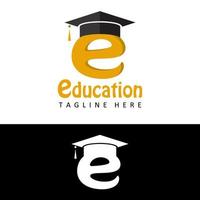 onderwijs afstuderen letter e logo sjabloon ontwerp vector