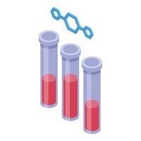 isometrische bloed test buizen met dna schroef icoon vector