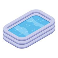 digitaal illustratie van een klein, isometrische opblaasbaar zwembad met blauw water vector