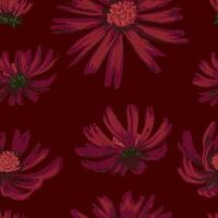 ijshoorntje bloem of echinacea planten naadloos patroon. hand- getrokken illustratie. realistisch botanisch achtergrond. wilde bloemen schetsen. gekleurde wijnoogst ontwerp, afdrukken, kleding stof, textiel, wrap, behang. vector