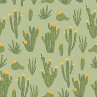 cactus abstract ornament. exotisch woestijn cactussen, wild planten, stekelig vetplanten in vlak stijl. helder botanisch naadloos patroon. vector