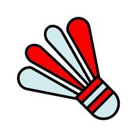 badminton reeks icoon. shuttle, rood en blauw veren, sport- apparatuur, recreatie, spel, wedstrijd, fitheid, buitenshuis werkzaamheid, racket, vrije tijd. vector