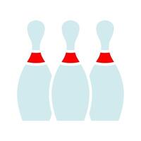 bowling reeks icoon. drie wit pinnen, rood strepen, sport- apparatuur, spel, wedstrijd, recreatie, binnen- werkzaamheid, staking, vrije tijd. vector