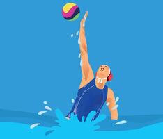 vrouw spelen water polo water sport werkzaamheid vector