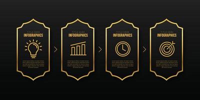 luxe infographic sjabloon met 4 opties, business tijdlijn datavisualisatie concept vector