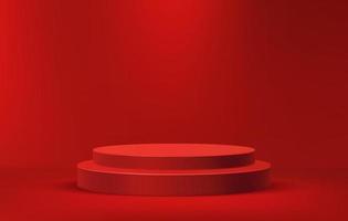 podiumtrappen voor productweergave op minimale scène, 3D-sjabloon voor rode podiumvoet vector
