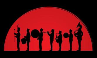 silhouet marching band parade vector