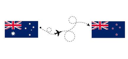 vlucht en reis van Australië naar Nieuw-Zeeland per reisconcept voor passagiersvliegtuigen vector