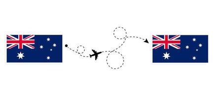 vlucht en reis van Australië naar Australië per reisconcept voor passagiersvliegtuigen vector