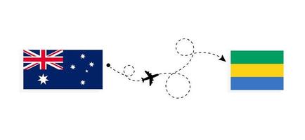 vlucht en reis van Australië naar Gabon per reisconcept voor passagiersvliegtuigen vector