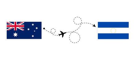 vlucht en reis van australië naar el salvador per passagiersvliegtuig reisconcept vector