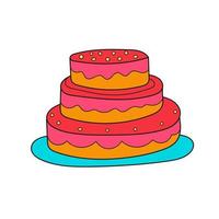 eenvoudige cartoon icoon. zoete cake op bord vector