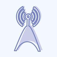 pictogram telecomtoren - tweekleurige stijl, eenvoudige illustratie, bewerkbare lijn vector