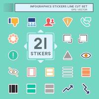 sticker set infographics - lijnsnede - eenvoudige illustratie, bewerkbare lijn vector