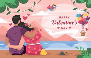 romantisch paar dat Valentijnsdag viert vector