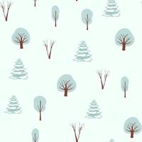 naadloos kerstpatroon met boom. winter boslandschap. hand tekenen vectorillustratie. platte cartoon afbeelding. voor kinderen textiel, inpakpapier, behang, inpakpapier. vector