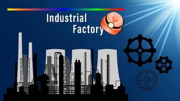 industriële fabriek silhouet blauwe achtergrond vector