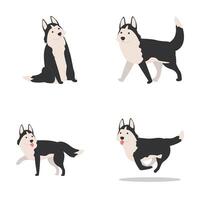 schor hond pictogrammen reeks tekenfilm . gelukkig huiselijk schor puppy vector