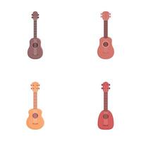 ukulele gitaar pictogrammen reeks tekenfilm . klein akoestisch hawaiiaans gitaar vector