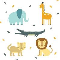 set van schattige wilde dieren illustratie - verschillende schattige wilde dieren platte ontwerp schattig poses. vector