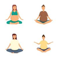 sereen zwanger Dames beoefenen prenataal yoga poses vector