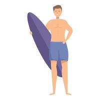 glimlachen surfer Holding surfboard geïsoleerd Aan wit vector
