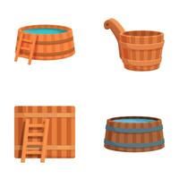 houten sauna accessoires reeks illustratie vector